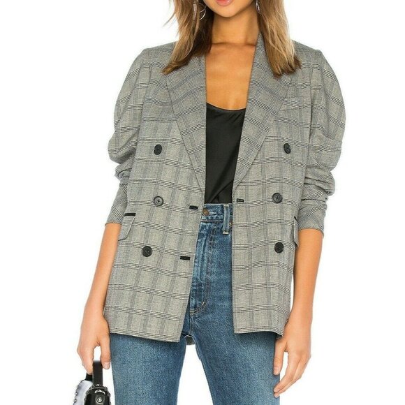 Joie Tomika Ruched Sleeve Blazer Jacket Women Size 12 Caviar Multi MSRP$398 - Picture 2 of 12